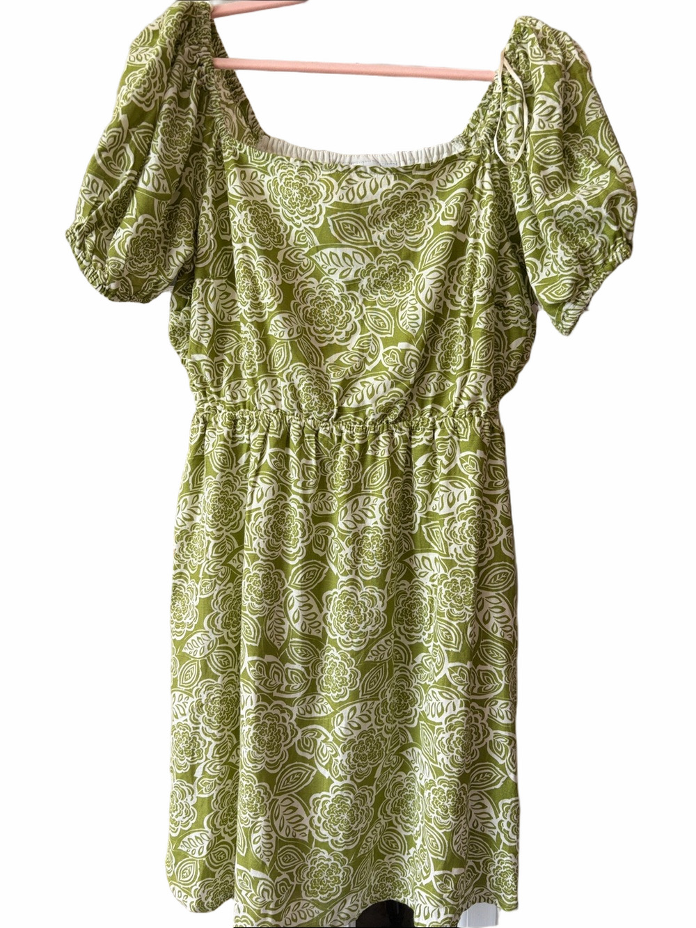 Sincerely Jules NWT green and ivory cotton mix , size large waist cut out Dress.